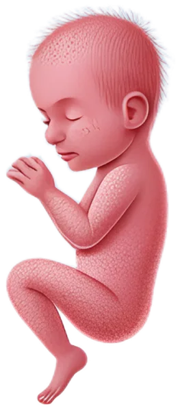Illustration of a baby at about 22 weeks