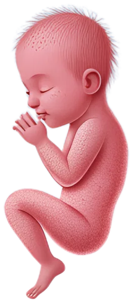 Illustration of a baby at about 28 weeks