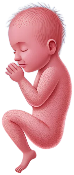 Illustration of a baby at about 32 weeks
