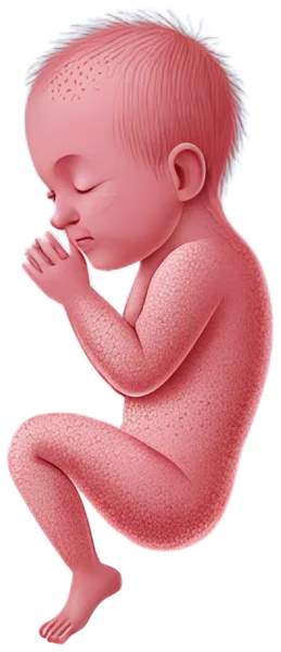 Illustration of a baby at about 34 weeks
