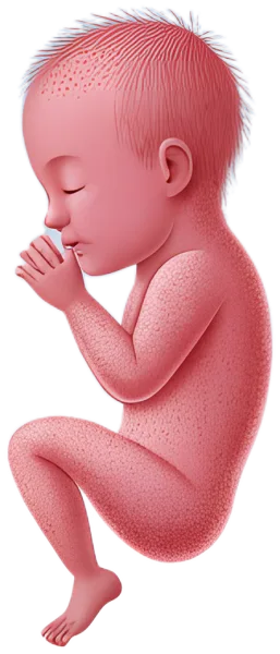 Illustration of a baby at about 40 weeks